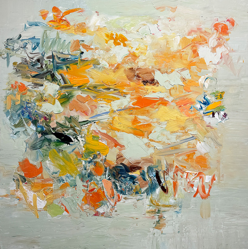 Orange Easy - 55" x 55" Oil on canvas